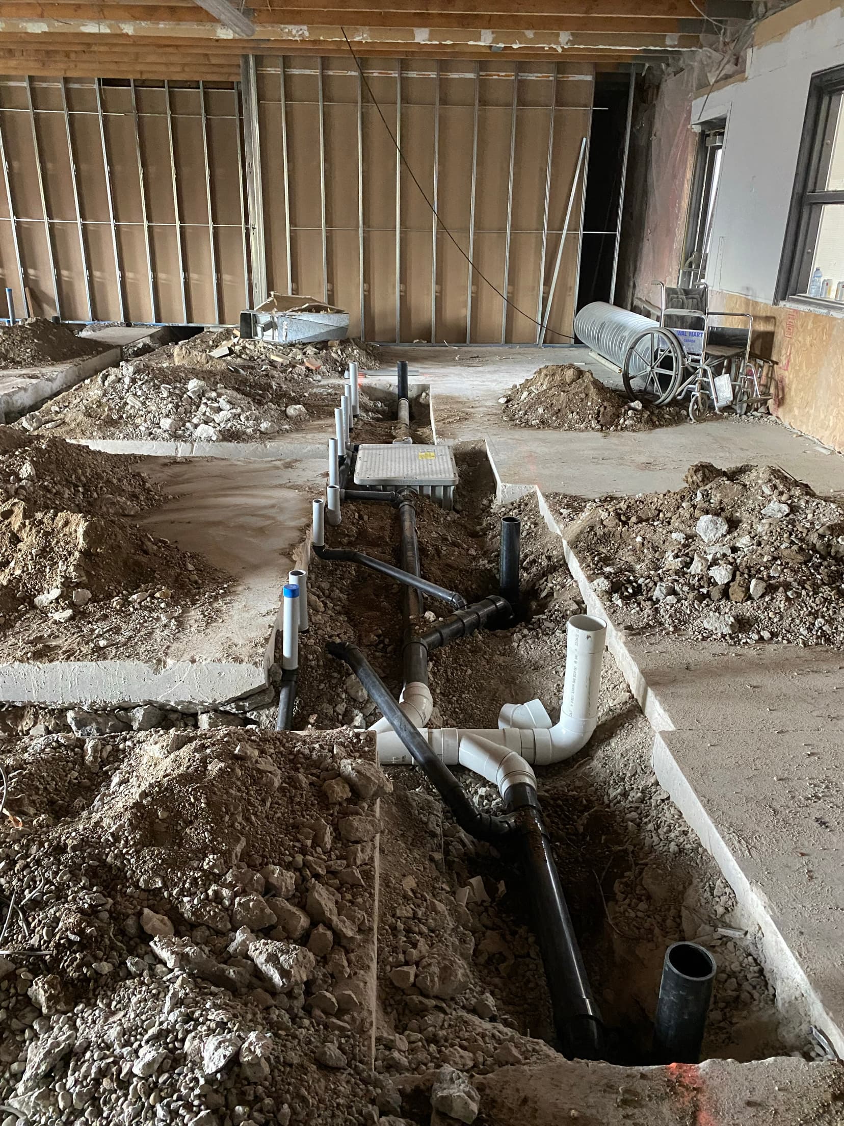Commercial underground drainage rough-in by ARD Plumbing